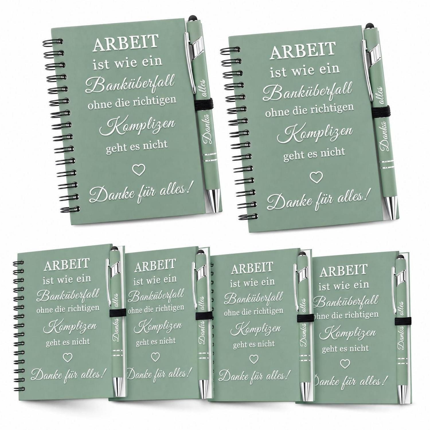 LuxusKollektion Notizblock Notizbuch Set 6-tlg. Salbeigrün Kleeblatt Dankeschön