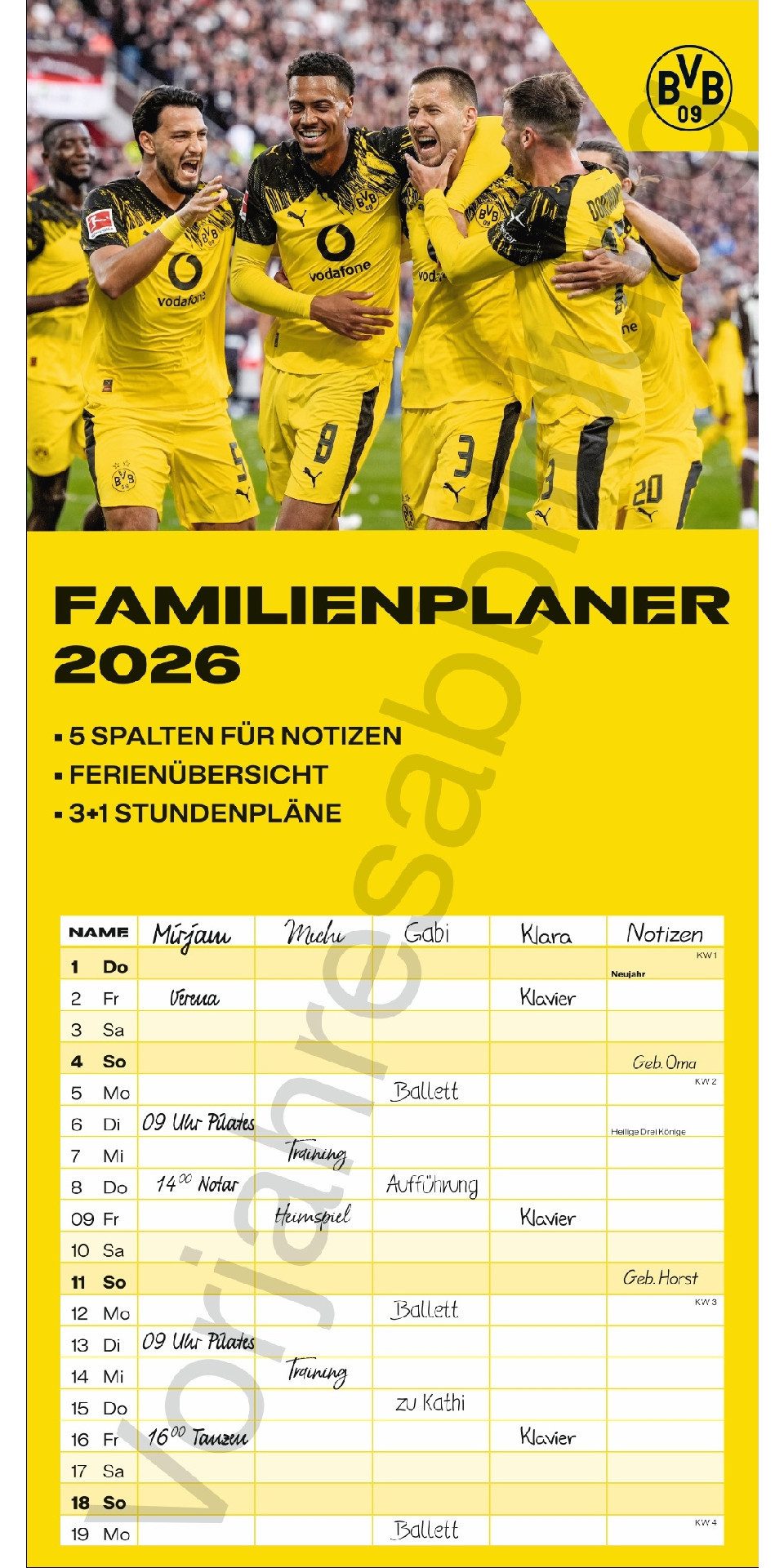 Athesia Kalenderverlag Wandkalender BVB Familienplaner 2027