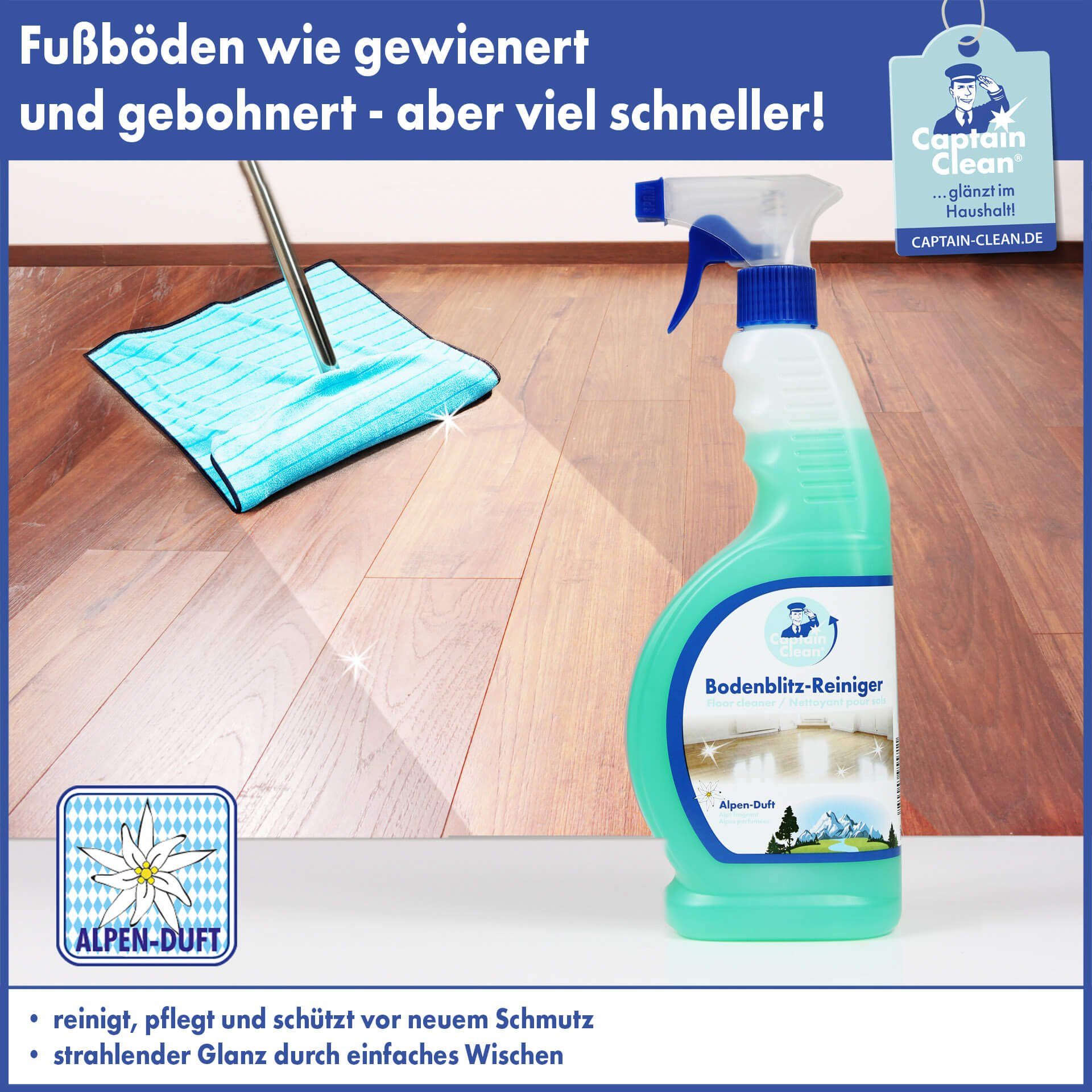 Clean Clean 650 Fussbodenreiniger Bodenblitz ml Captain Bodenreiniger Captain Alpenduft,