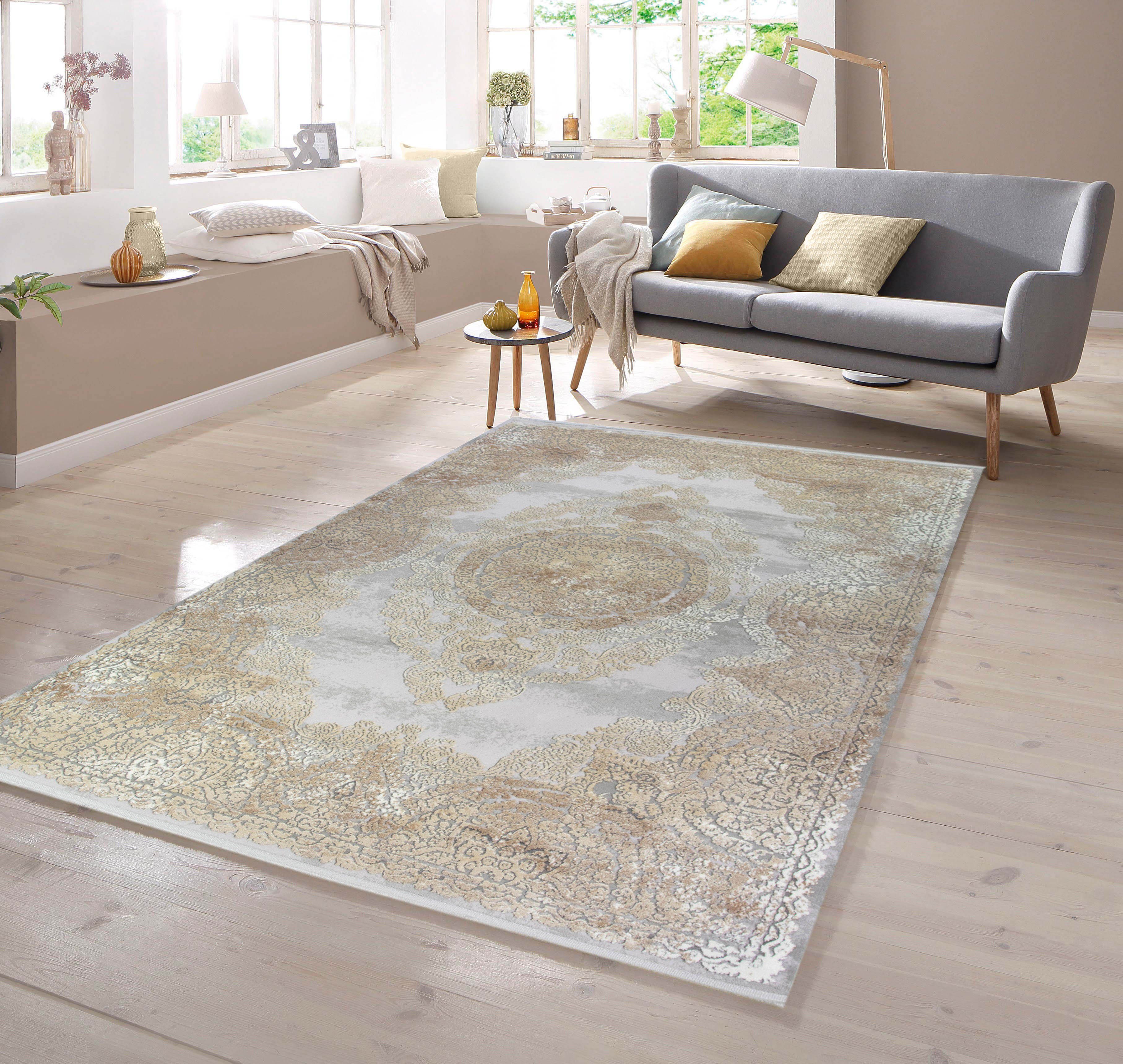 TeppichHome24 Teppich Orientteppich mit klassischen Ornamenten in Beige, rechteckig