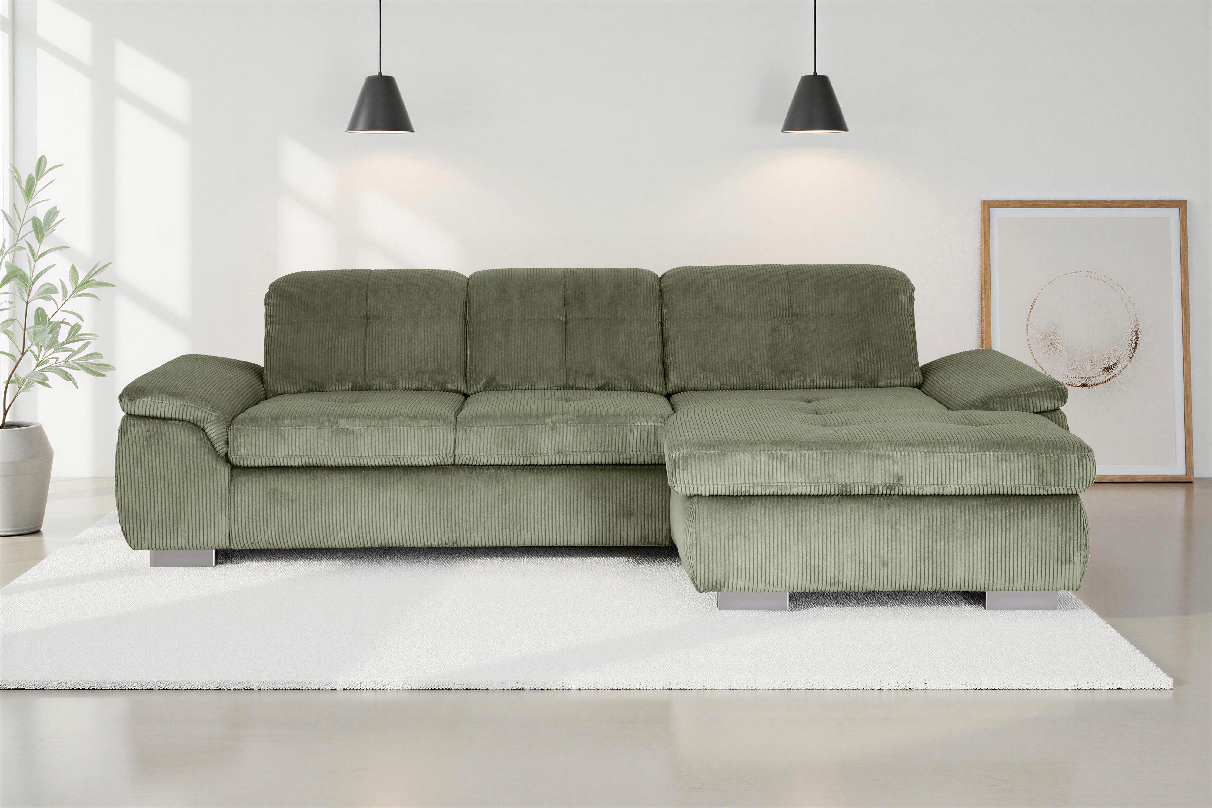 Die PlanBar Ecksofa MP-IN16037 L-Form, Breite 289 cm, mit Kaltschaum-Polsterung, mit Sitztiefenverstellung & Zierkissen