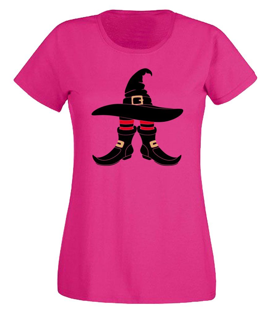 G-graphics T-Shirt Hexenhut & -stiefel Slim-fit- Damen T-Shirt mit Frontprint-Motiv zu Halloween