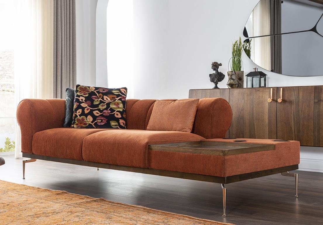 in 3-Sitzer 234cm, Stoff JVmoebel 3 Stoffsofa Sitzer Orange Sofa Sofas Europa Modern Made Zweisitzer
