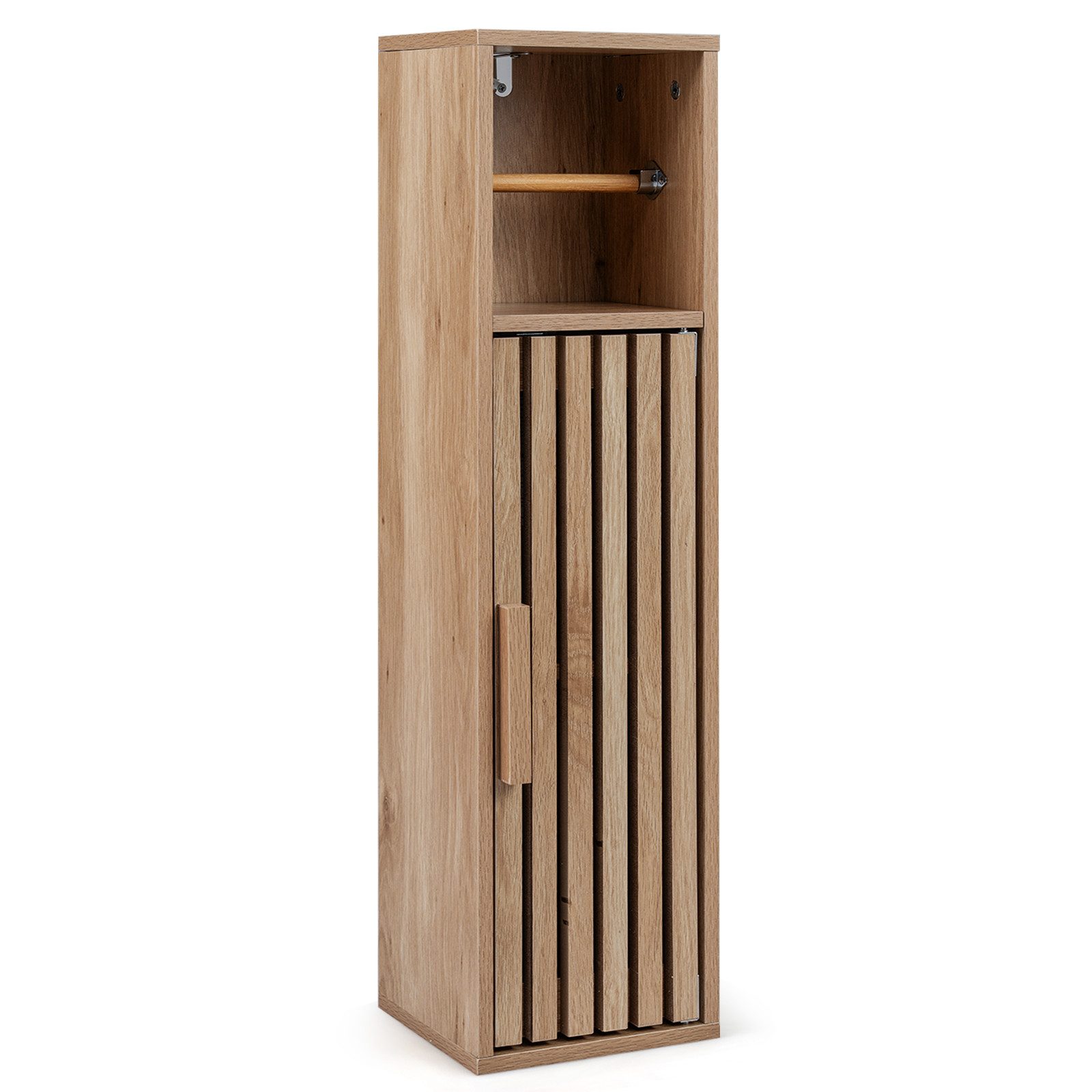COSTWAY Badkommode Schmaler Badezimmerschrank aus Holz, 20 x 19 x 78 cm, Natur