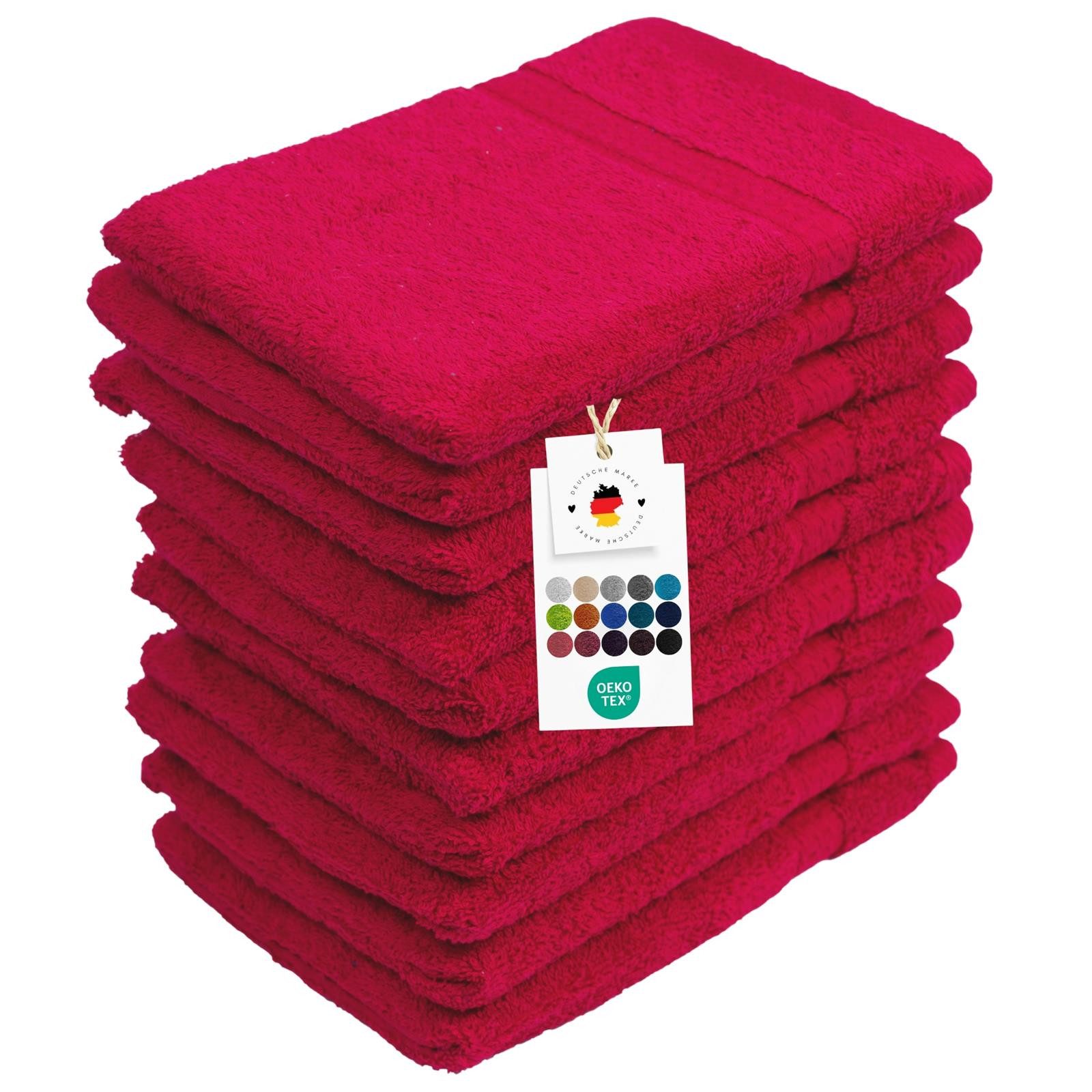 Carpe Sonno Waschhandschuh Waschlappen 10er Set Baumwolle Frottee Gesicht Körper Weich Saugstark, Frottier (Spar-Set, 10-St), 500 g/m² Handwaschlappen mit Aufhängeschlaufe Erwachsene Kinder Baby