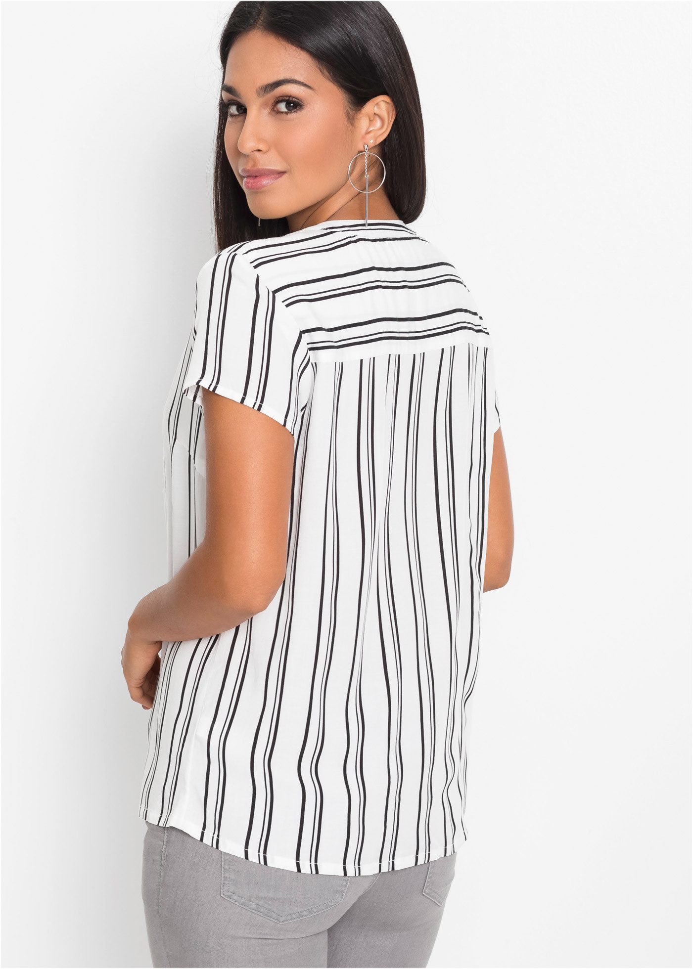 bonprix Kurzarmbluse Regular Fit, für Businessmode, aus Viskose, feminin ge günstig online kaufen