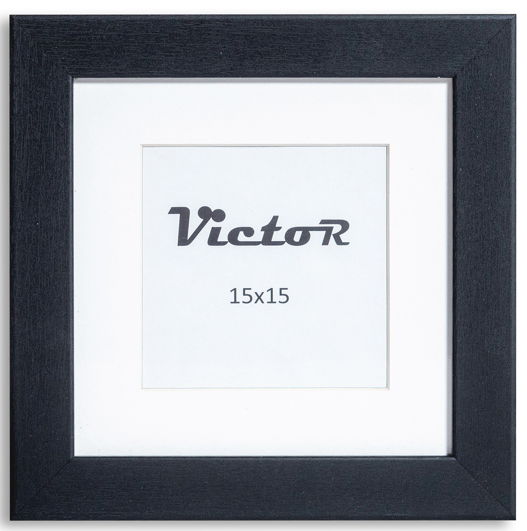 Bilderrahmen mit Schwarz Holz 10x10 (Zenith) Victor Bilderrahmen Passepartout, cm Richter, 15x15 cm