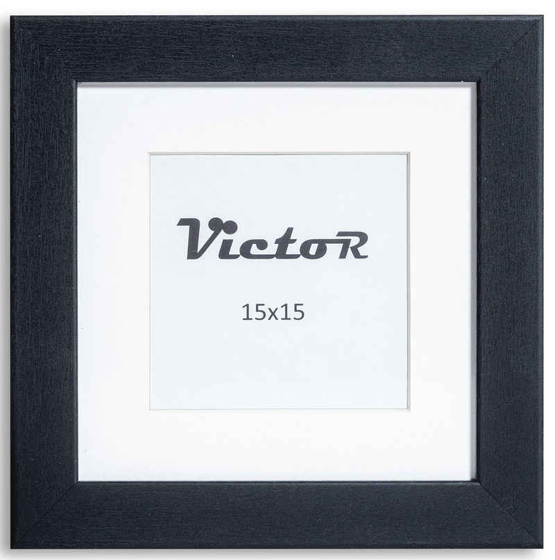 Victor (Zenith) Bilderrahmen Bilderrahmen \"Richter\" - Farbe: Schwarz - Größe: 15 x 15 cm, Bilderrahmen Schwarz 15x15 cm mit 10x10 cm Passepartout, Holz