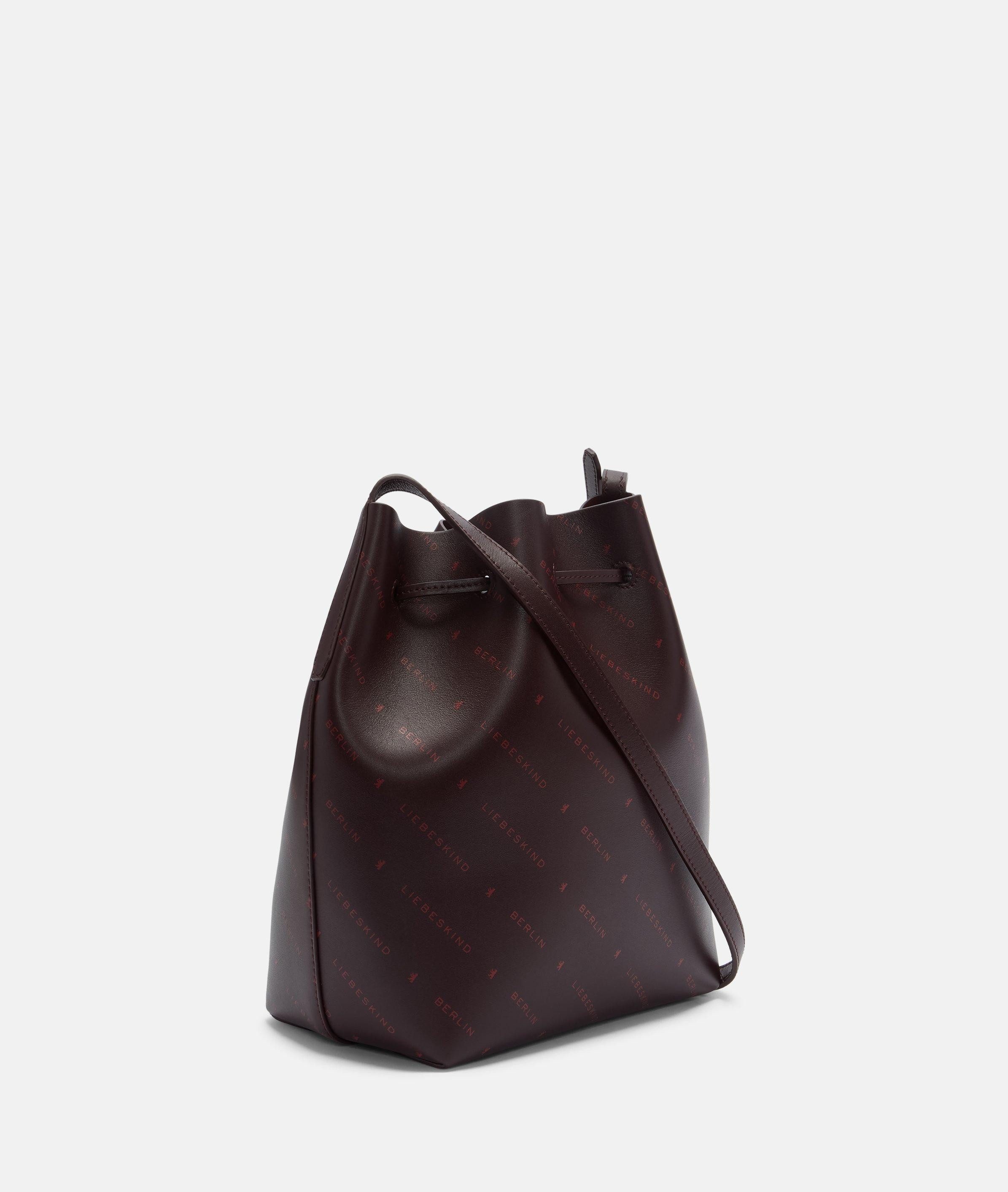 Liebeskind Berlin Schultertasche Monogram Bucketbag M, Geräumige Tasche aus Nappaleder mit Liebeskind Berlin Schriftzug