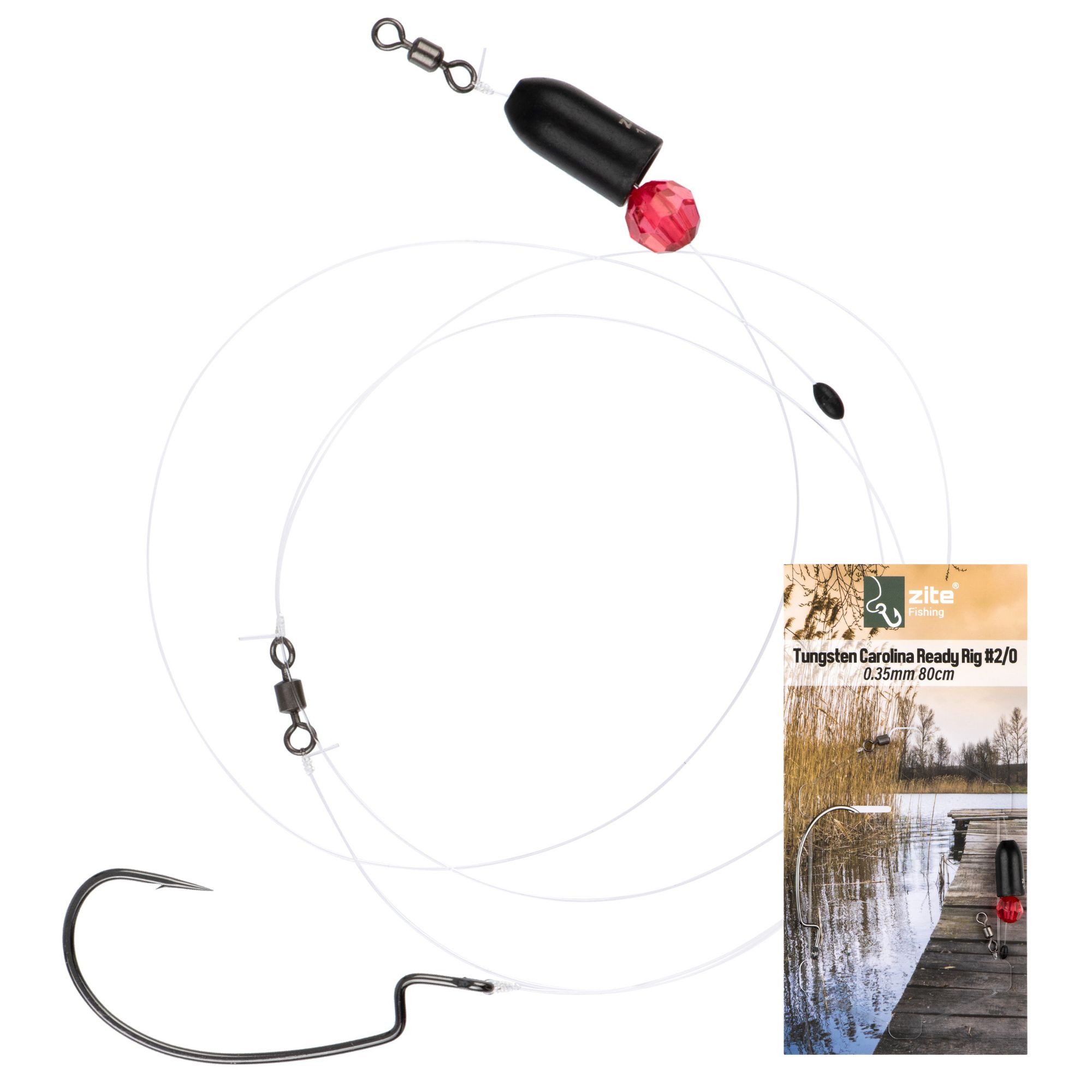 Offset-Haken Tungsten Carolina Rig Fertigmontage 2 Gr. #1, #2/0 Raubfisch-Angeln