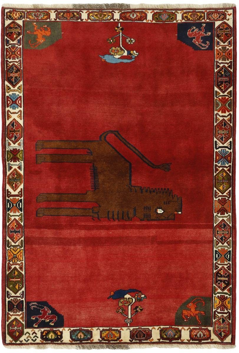 Orientteppich Ghashghai Figural 128x190 Handgeknüpfter Orientteppich, Nain Trading, rechteckig, Höhe: 12 mm