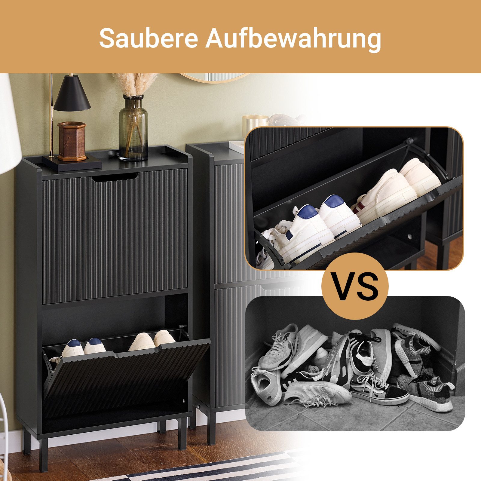 SoBuy Schuhkipper FSR177, Schuhschrank, Flurschrank Hoch Kommode für Diele, Flur, Schuhschrank schmal Schuhregal Schuhkommode Schuhablage