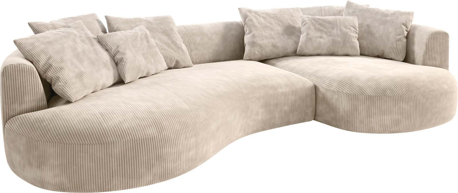 DELIFE Big-Sofa Edina, Cord Beige 330x170 cm