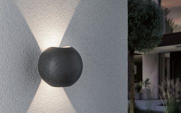 Paulmann LED Außen-Wandleuchte Concrea IP65 160mm 3000K 2x5,5W 2x250lm 230V schwarzer Sandstein Beton, LED fest integriert, Warmweiß