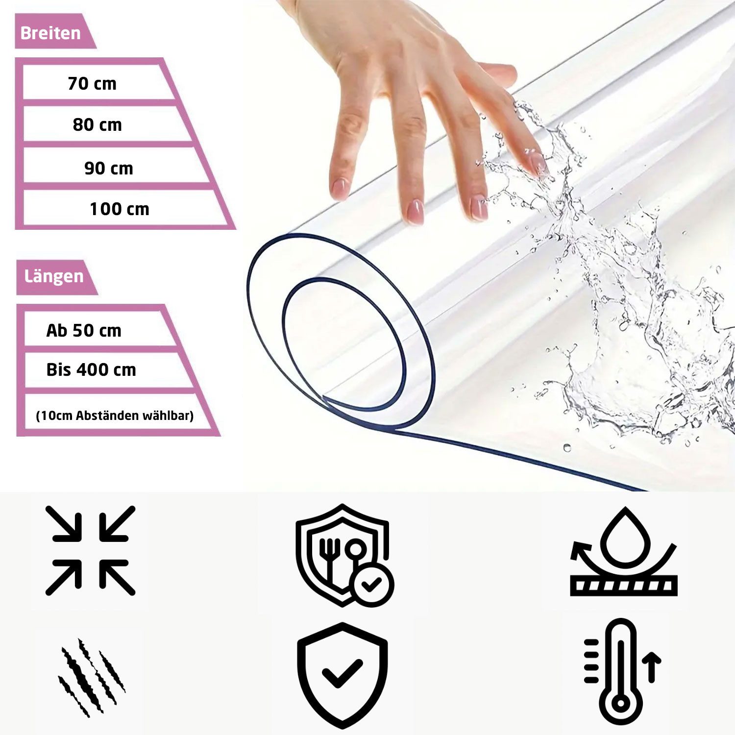 Jungengel Tischdecke PVC Tischfolie Transparent 2mm günstig online kaufen