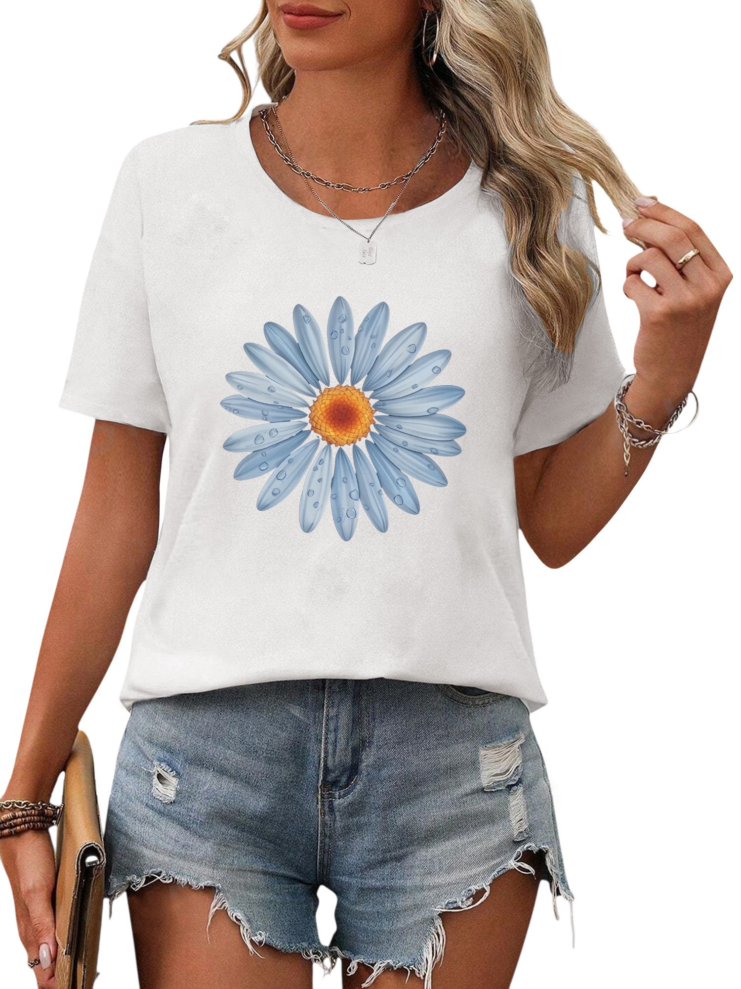 PYL Rundhalsshirt Damen Bequemes Sommer T günstig online kaufen