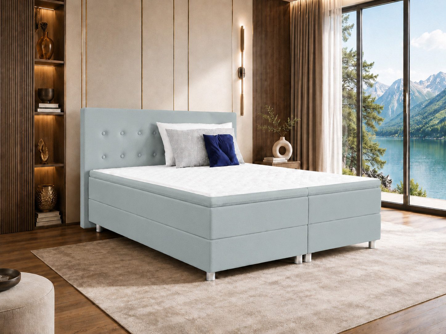 Best for Home Boxspringbett mit gepolstertem Kopfteil, komfortabler Bonnell-Matratze & 5 cm Topper (Boxspringbett-Set mit Matratze und Topper, 1-St., 90x200 120x200 140x200 160x200 180x200 200x200), Handwerksqualität,TOP Preis-Leistungs-Verhältnis