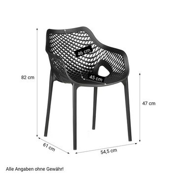Homestyle4u Gartenstuhl Stuhl Set mit Armlehne 2, 4, 6 Stühle (2er Set)