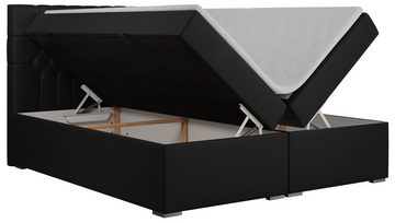 MKS MÖBEL Boxspringbett PERA, Doppelbett mit Multipocket-Matratze- Polsterbett mit Kopfstütze