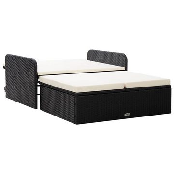 vidaXL Gartenlounge-Set 2-tlg. Garten-Lounge-Set mit Auflagen Poly Rattan Schwarz, (2-tlg)