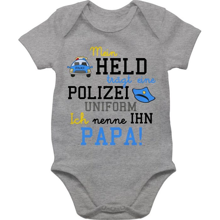 Shirtracer Shirtbody Mein Held trägt eine Polizeiuniform - Polizist Geschenk zur Geburt Sprüche Baby