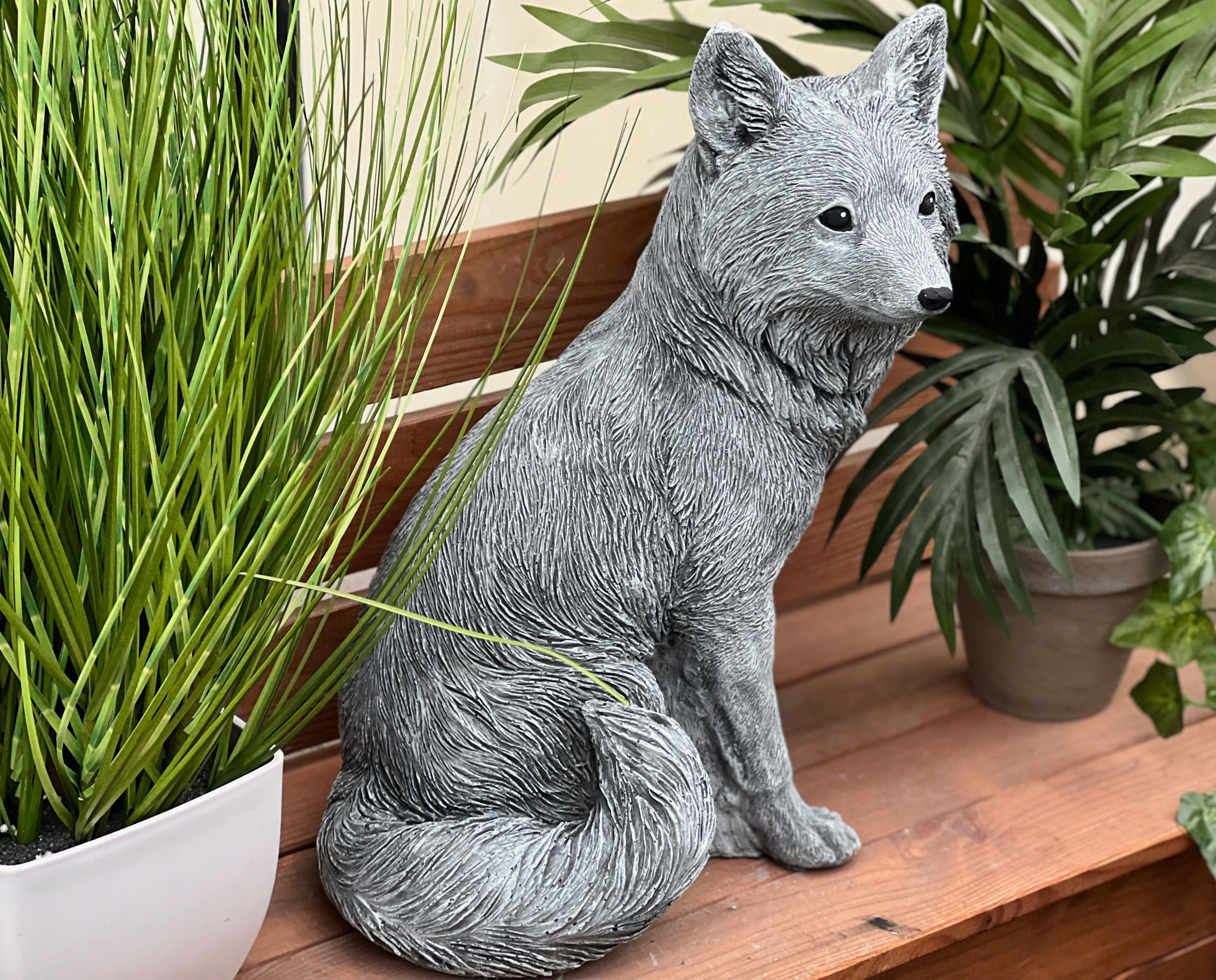 Stone Style Fuchs Steinfigur Gartenfigur großer Rotfuchs and frostfest Steinguss