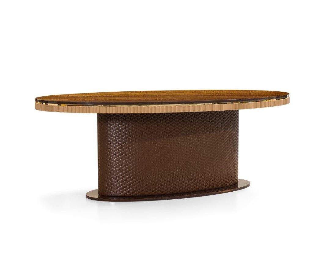 JVmoebel Essgruppe Ovaler Esstisch von JVMoebel in luxuriösem Braun aus Holz