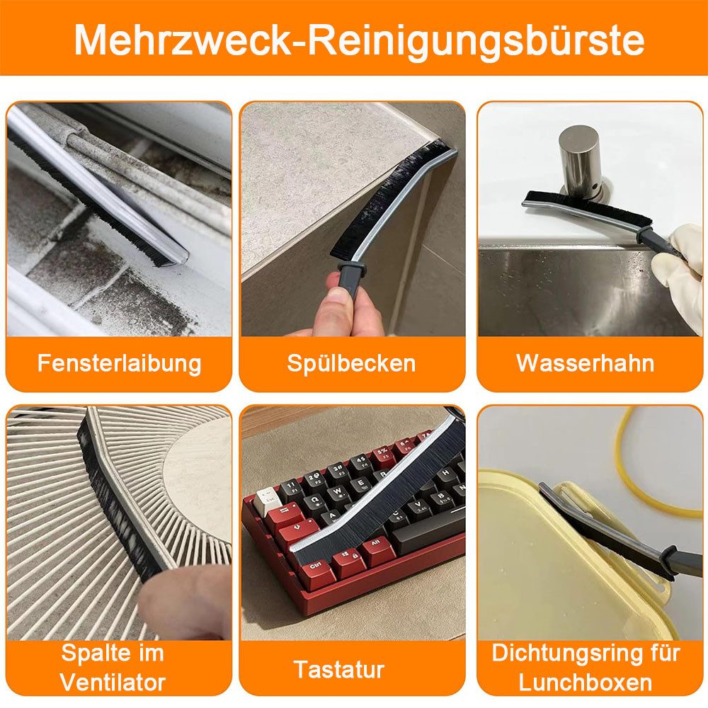 TUWENA Reinigungsbürsten-Set Fugenbürste Hartborsten, Multifunktionale Spaltreinigungsbürste, (6-tlg) – Bild 5 von 5
