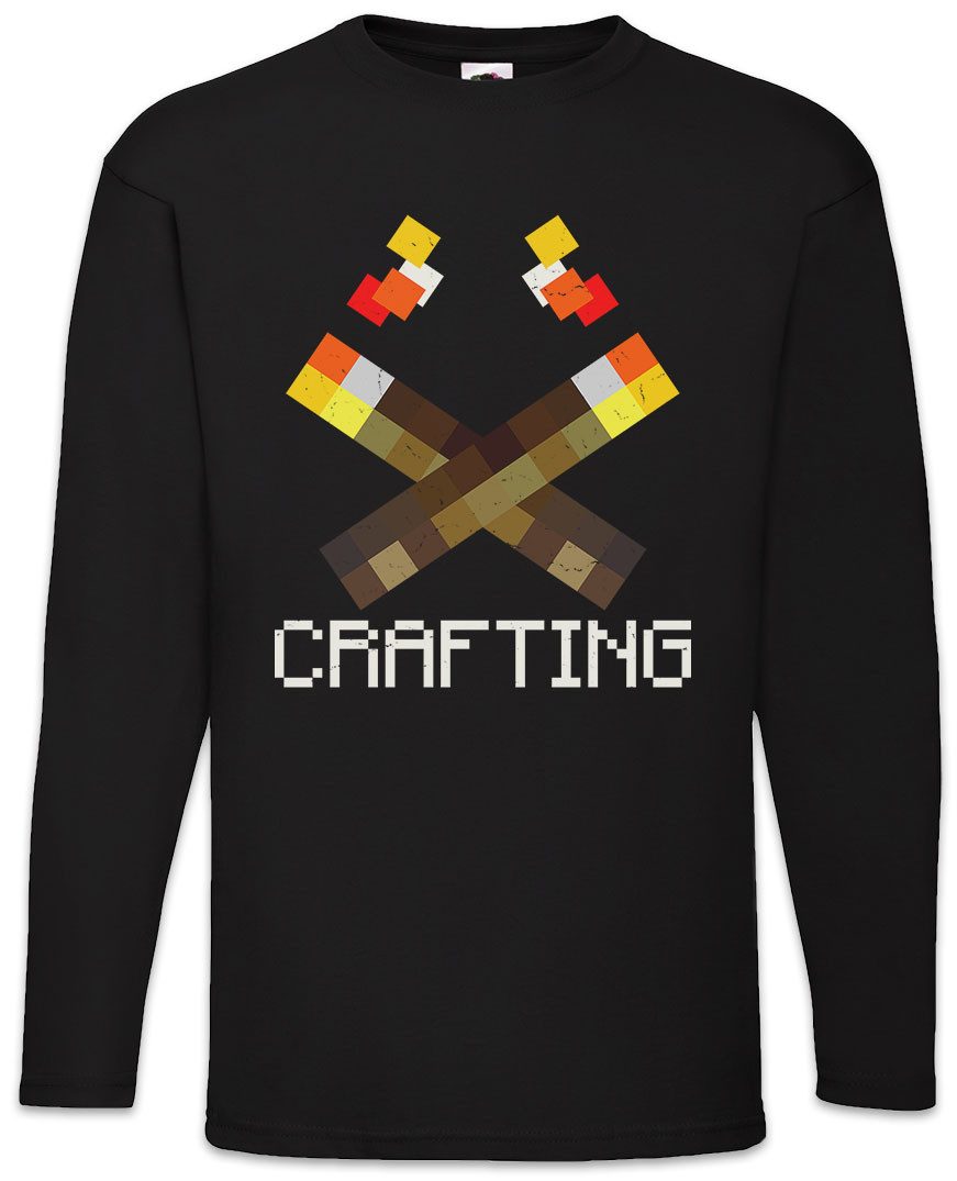Urban Backwoods Langarmshirt Mine Torches Langarm T-Shirt Games Gaming Craft Nerd Freak Crafting (1-tlg) Fan Game Geek Nerd