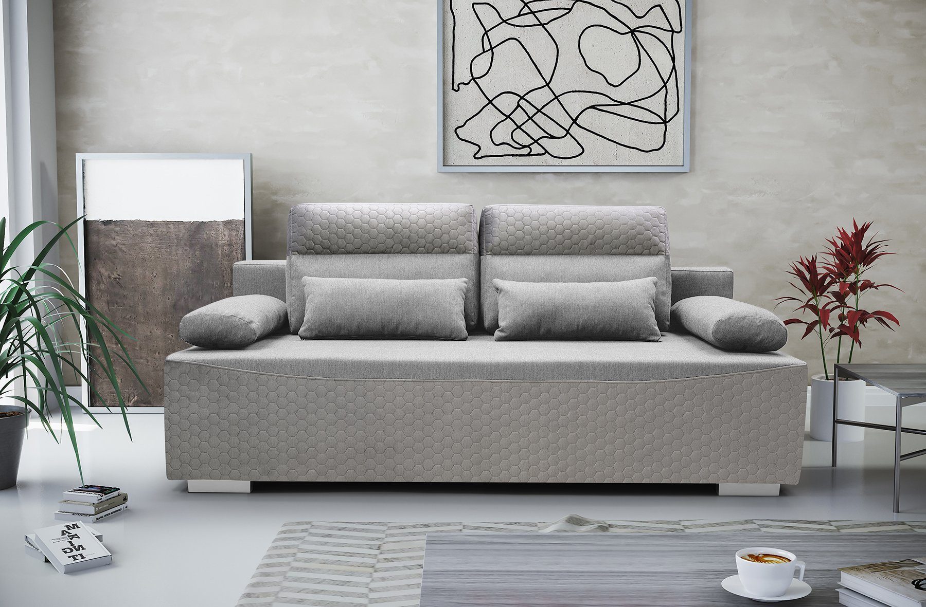 Siblo 2-Sitzer Modernes Zweisitzer Sofa Costanza mit Schlaffunktion Weiß
