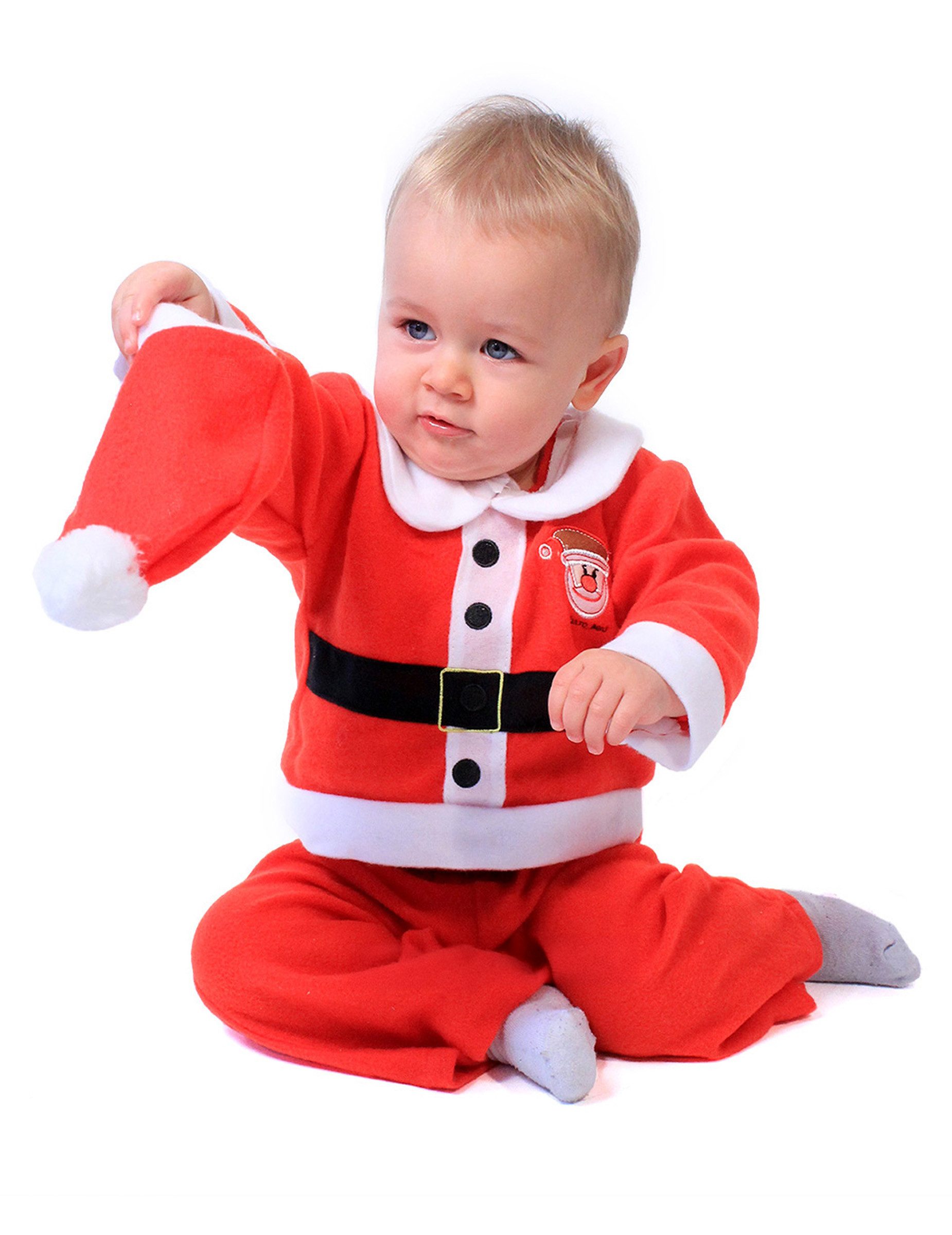 GUIRMA Kostüm Weihnachtsmann-Babykostüm Weihnachtskostüm für Babys rot-weiss-schwarz