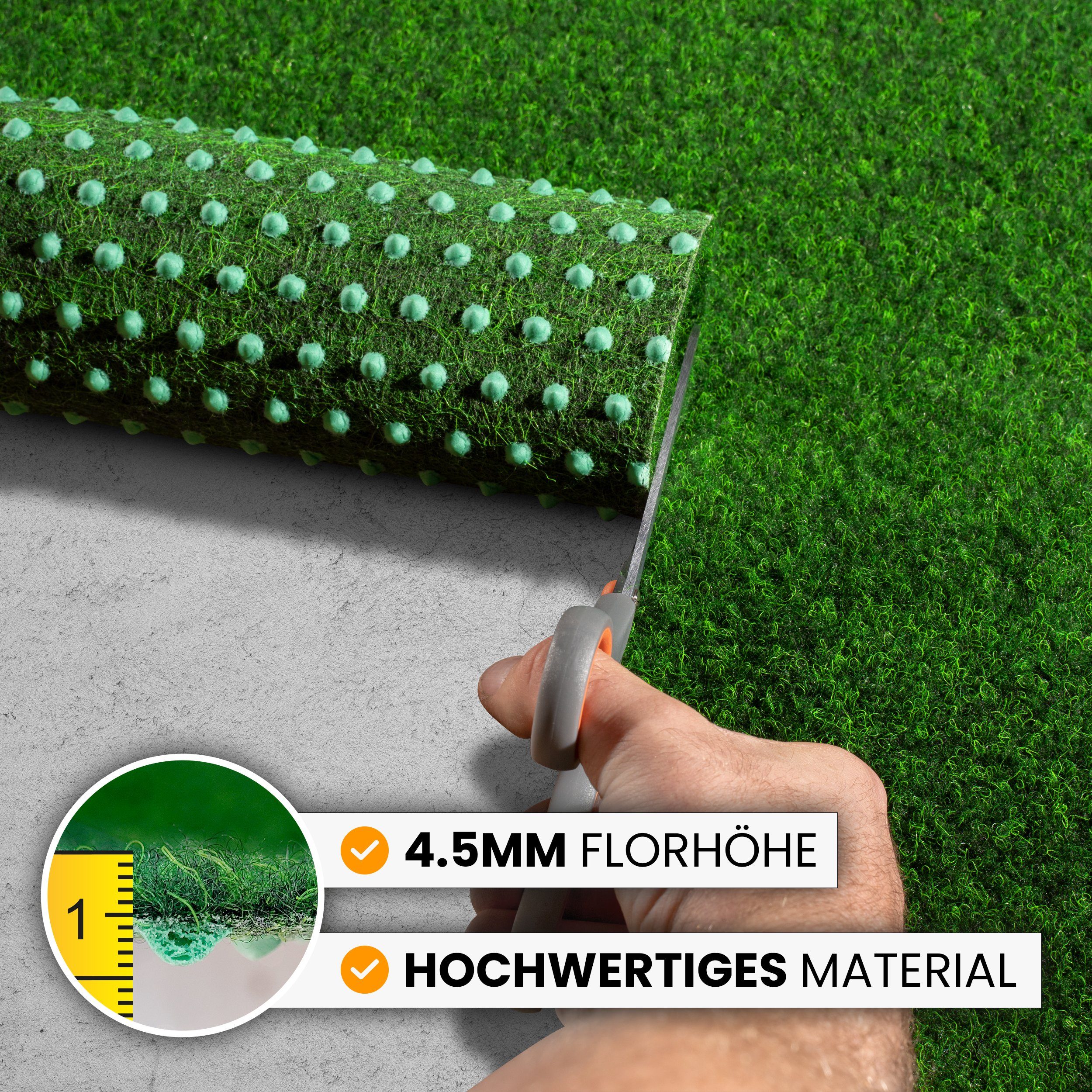 comflor Outdoorteppich Hochwertiger Balkon Teppich, Rasenteppich o. Kunstrasen mit Noppen