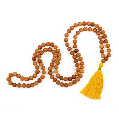 bodhi Perlenkette Mala Yoga Kette mit Sandelholz-Duft, farbige Quaste, 108 Perlen