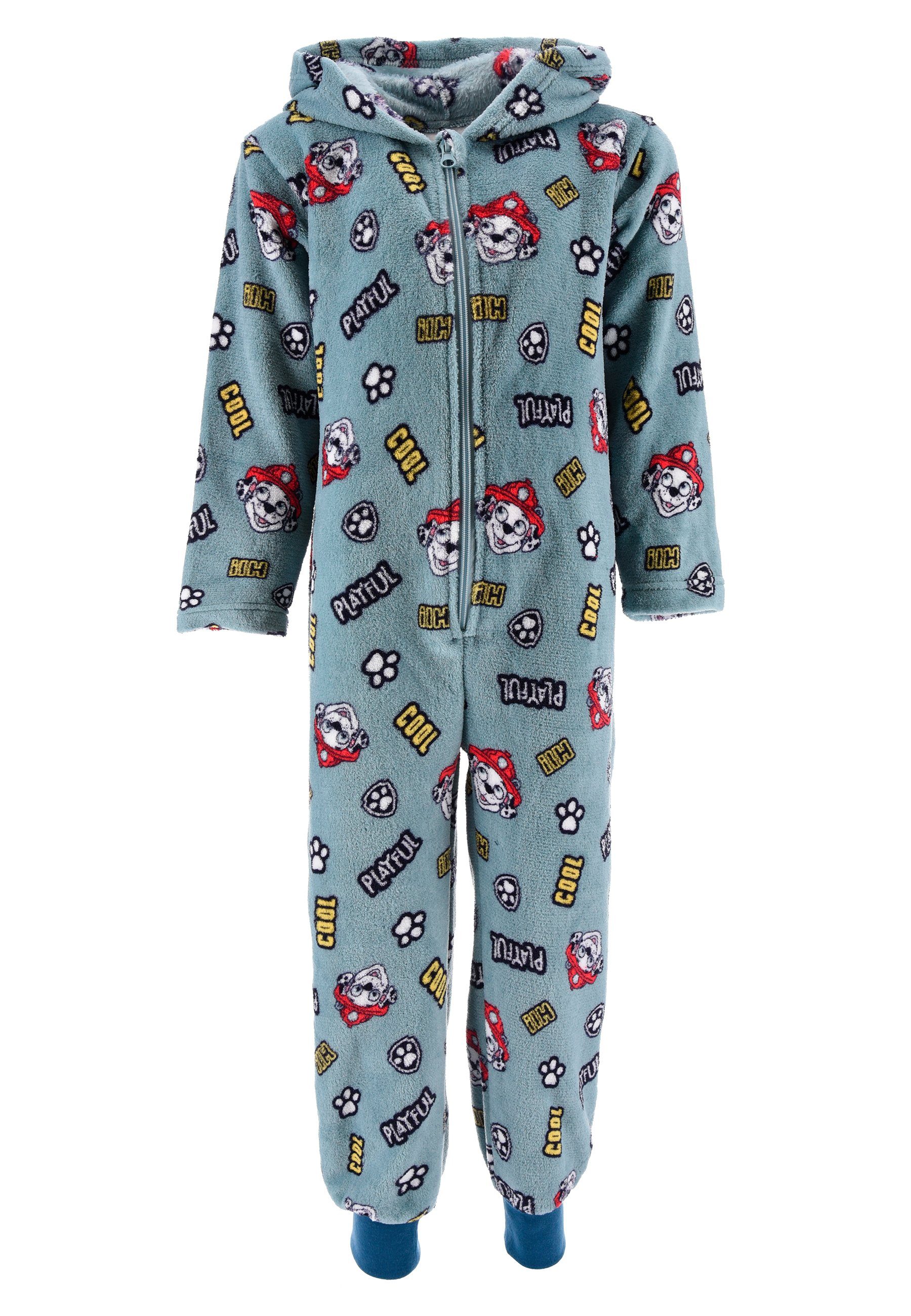 PAW PATROL Schlafanzug Schlaf Overall Schlafanzug langarm Blau Pyjama