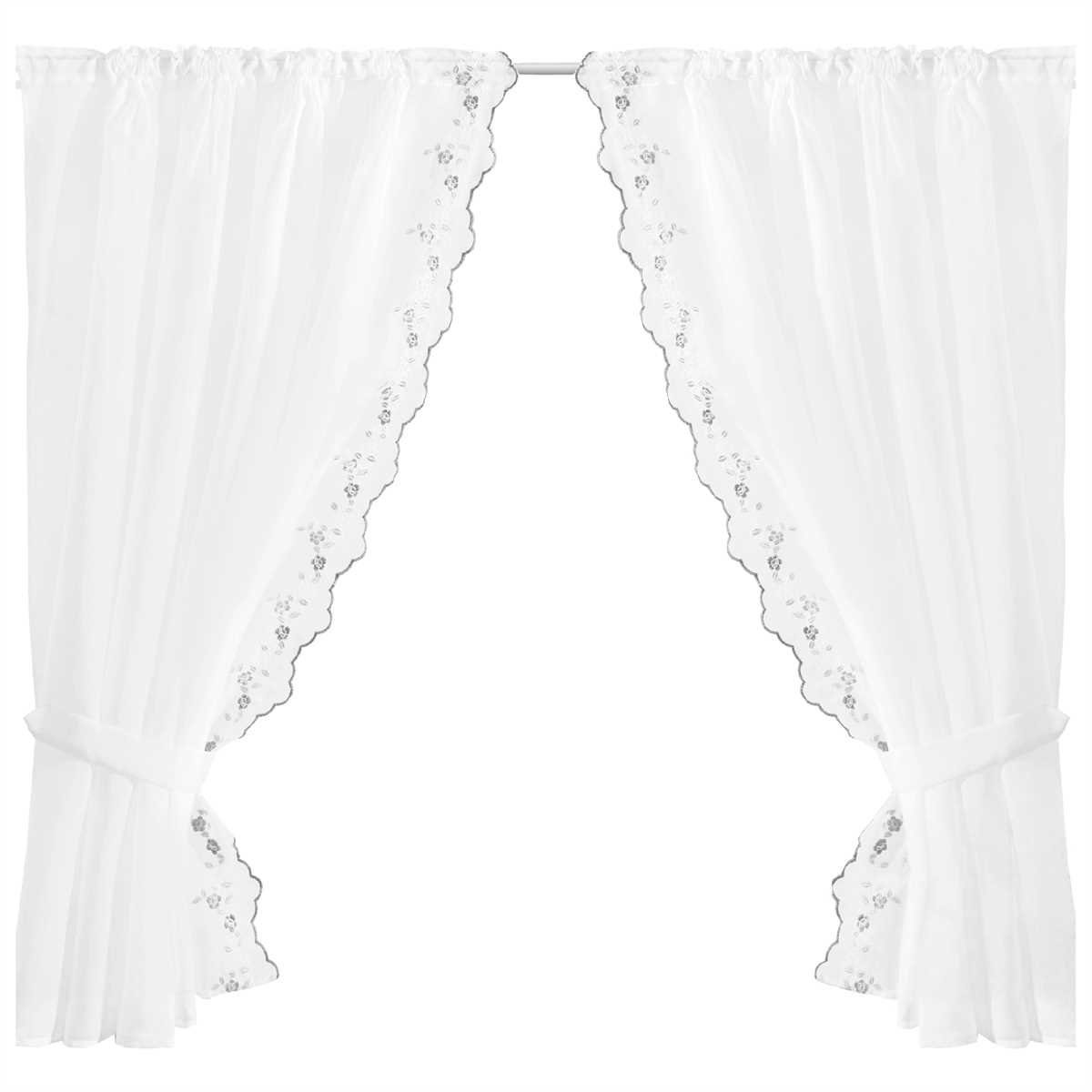 Raffhalter) Schlaufenschals, 140cm 2 transparent, Vorhang, Schwarz (BxL), (2 Arsvita, Blumen Gardinenset Stangendurchzug, x Voile 120cm