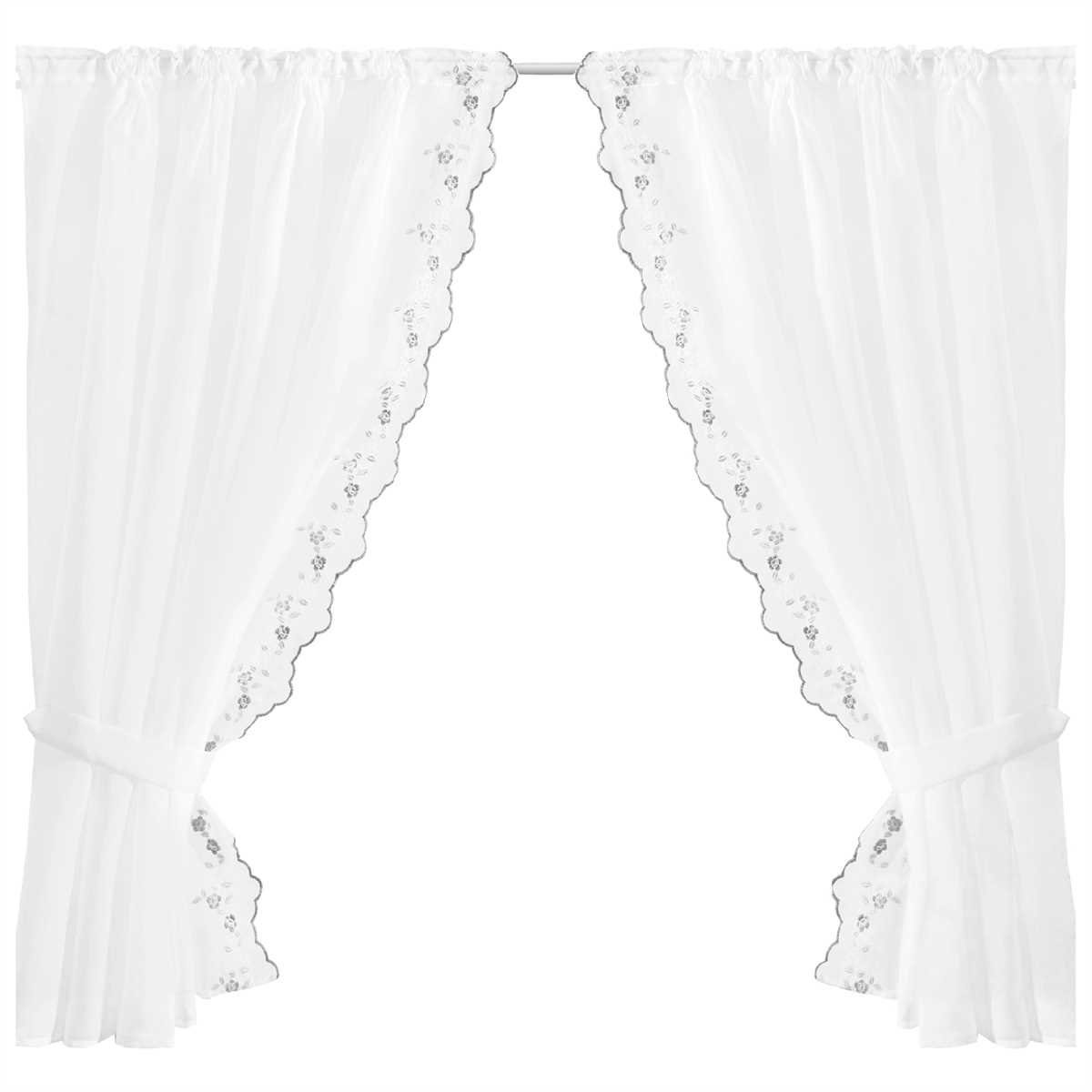 Arsvita Vorhang, Stangendurchzug, transparent, Gardinenset (2 Schlaufenschals, 2 Raffhalter) 140cm x 120cm, Voile