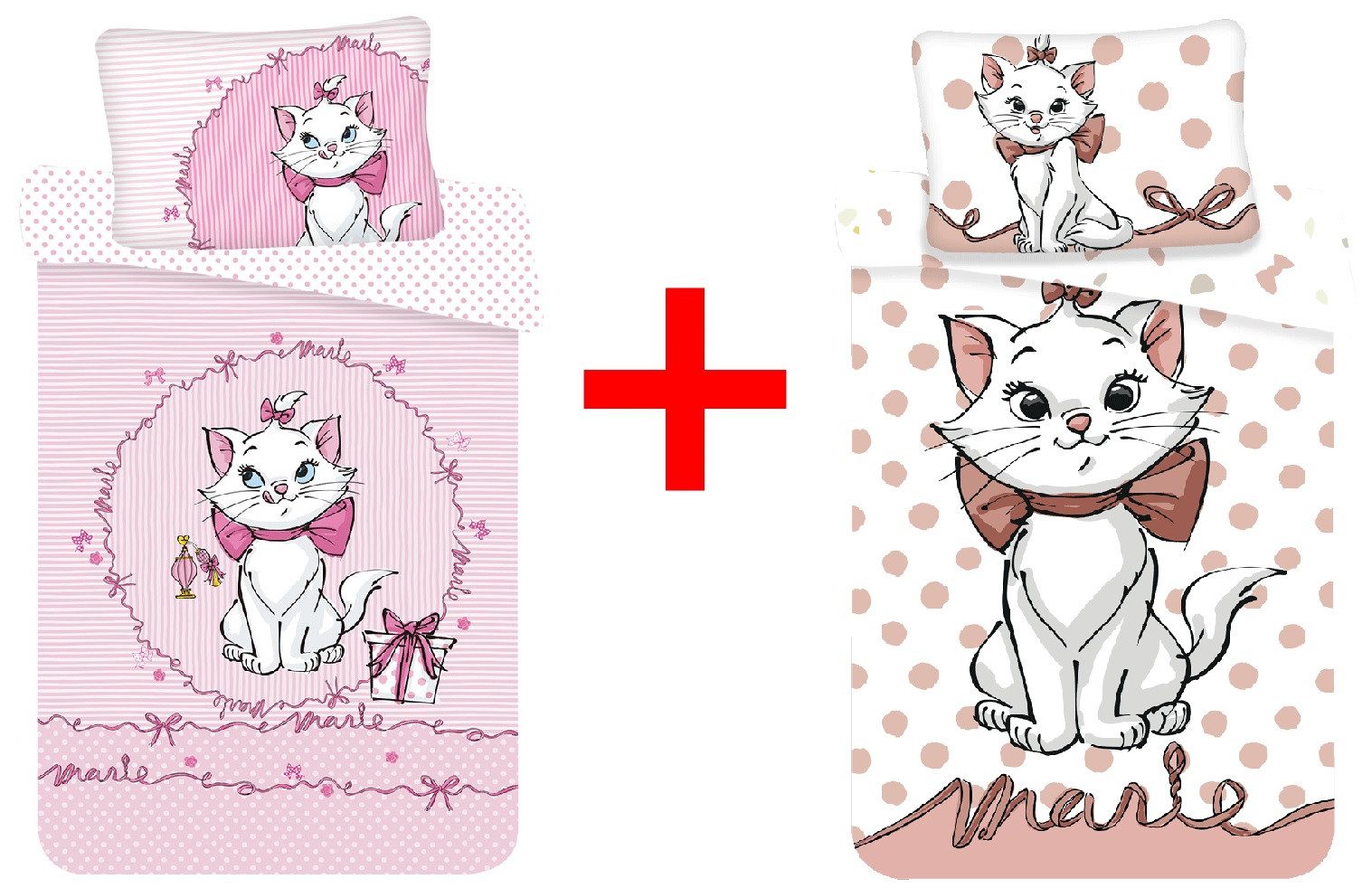 Disney Kinderbettwäsche Disney Marie Aristocats Babybettwäsche 100x135cm 2er-Set, Renforcé, 2 teilig