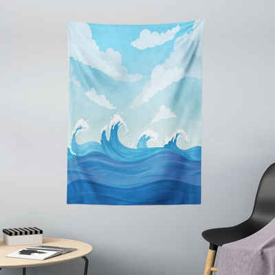 Wandteppich aus Weiches Mikrofaser Stoff Für das Wohn und Schlafzimmer, Abakuhaus, rechteckig, Welle Blaue Töne Ozean Illustration