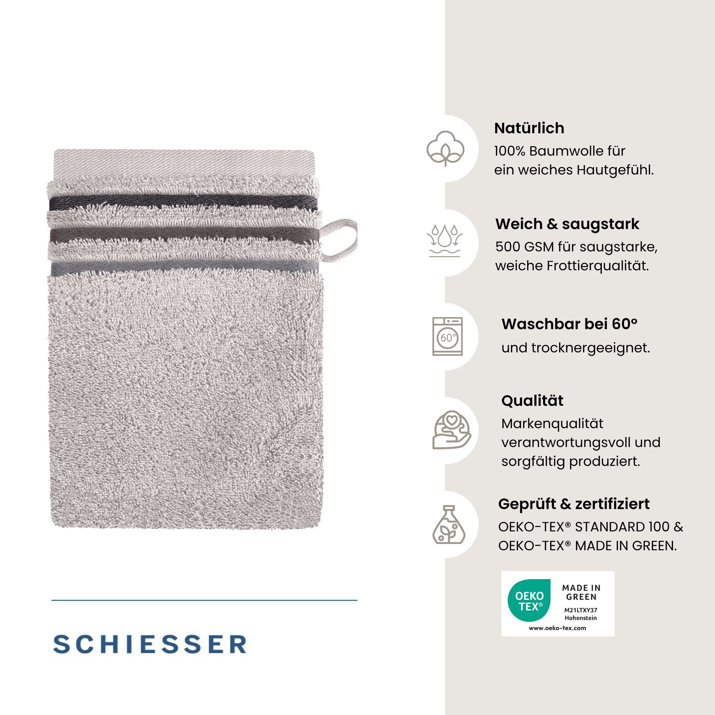 Schiesser Waschhandschuh Skyline Color aus 100 % Baumwolle mit eleganter Streifenbordüre, (5-St), OEKO-TEX® MADE IN GREEN – Bild 2 von 5