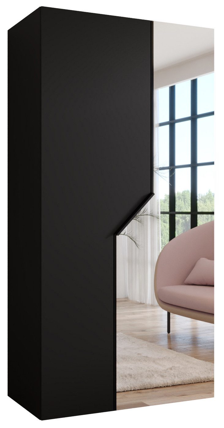 ABIKS MÖBEL Drehtürenschrank ANDREW 2 Schlafzimmerschrank mit Spiegel Kleiderstange und Regalen