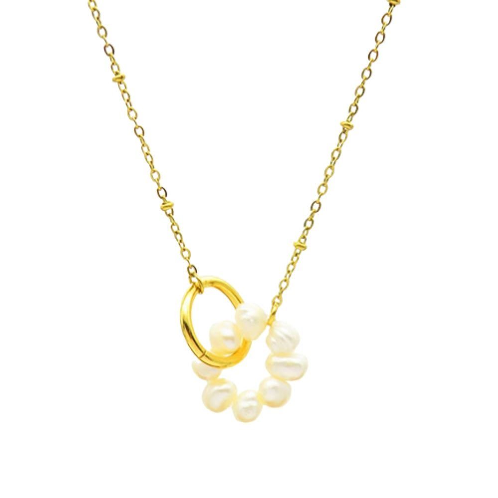 aus Necklace Ketten-Set Perlen-Anhänger Halskette Damen BUNGSA Edelstahl mit Halskette (1-tlg),