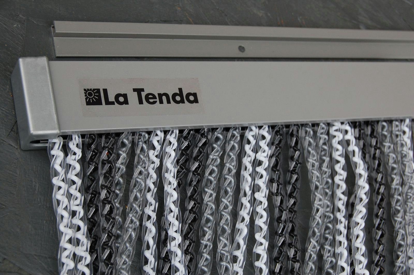 La Tenda Insektenschutz-Vorhang individuell kürzbar - AREZZO 230 cm, Länge Streifenvorhang Breite grau, und 120 La x 1 XL PVC Tenda