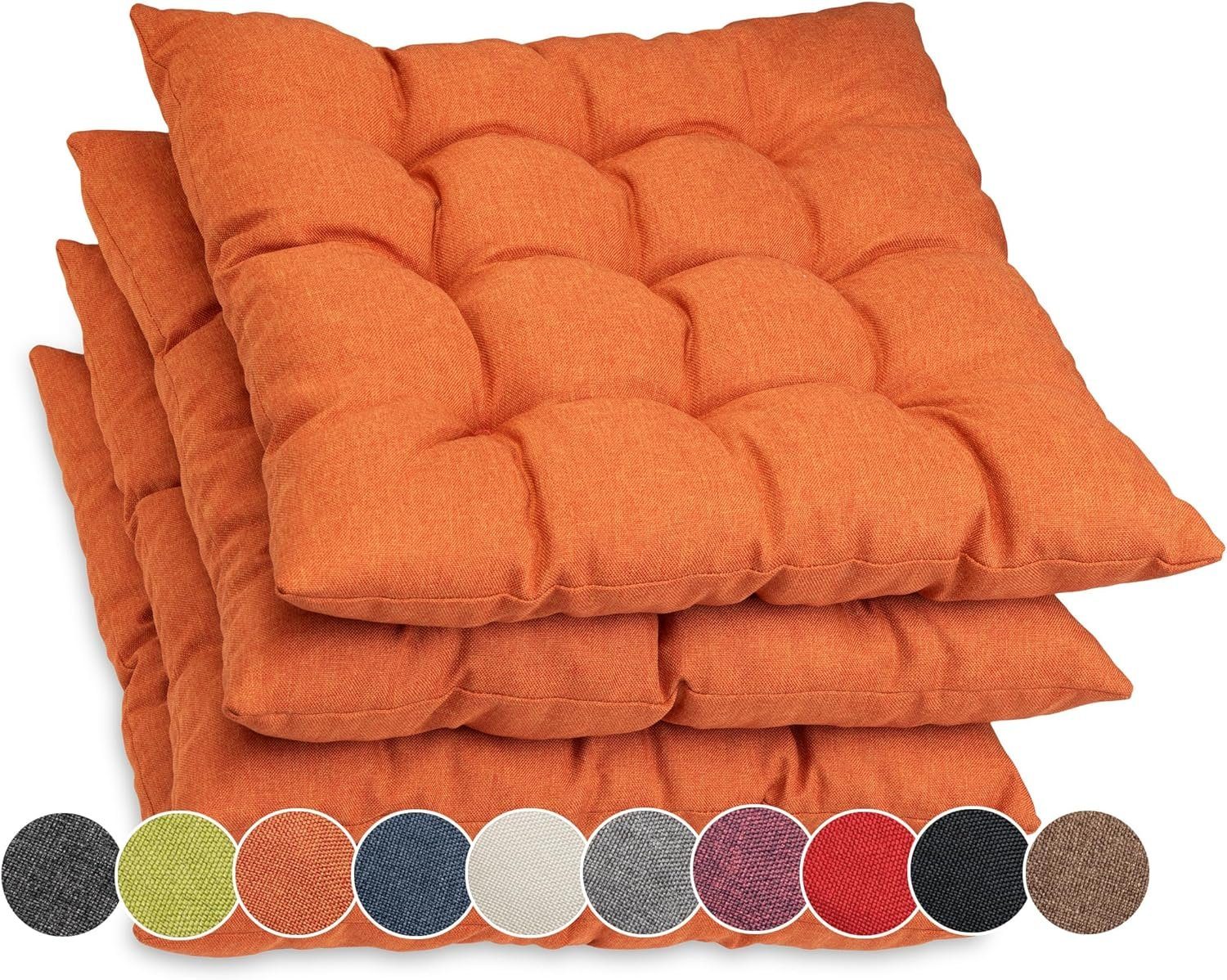 sunnypillow Stuhlkissen 4er Set Stuhlkissen mit Bändern Ontario, Orange