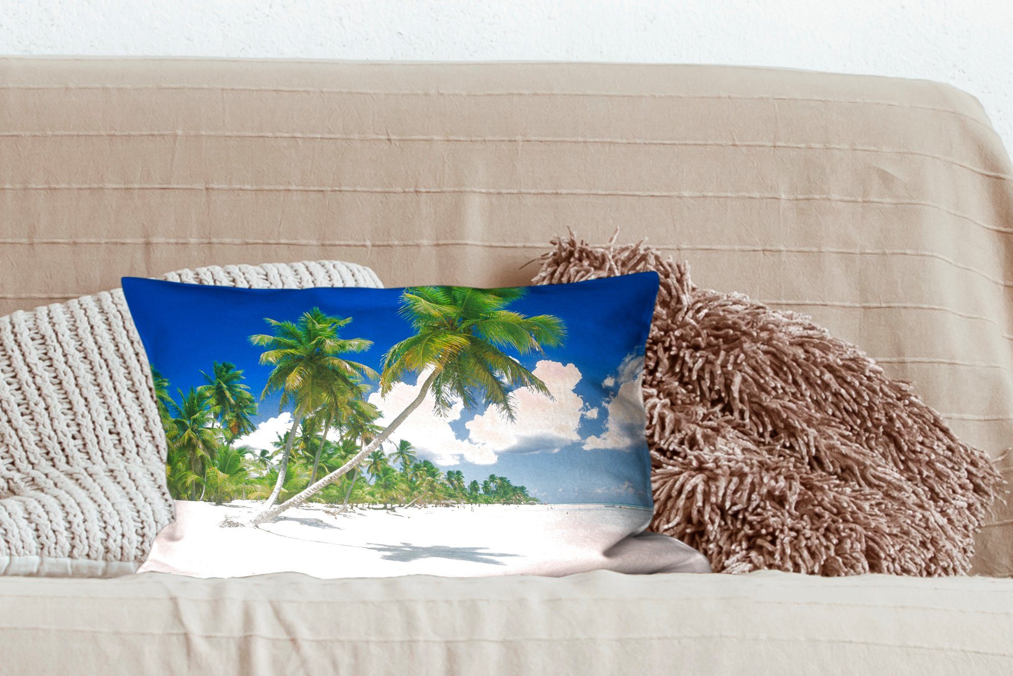 MuchoWow Dekokissen Strand - Dekokissen Tropisch, - Zierkissen, mit Füllung, Palme Schlafzimmer Dekoration, Wohzimmer