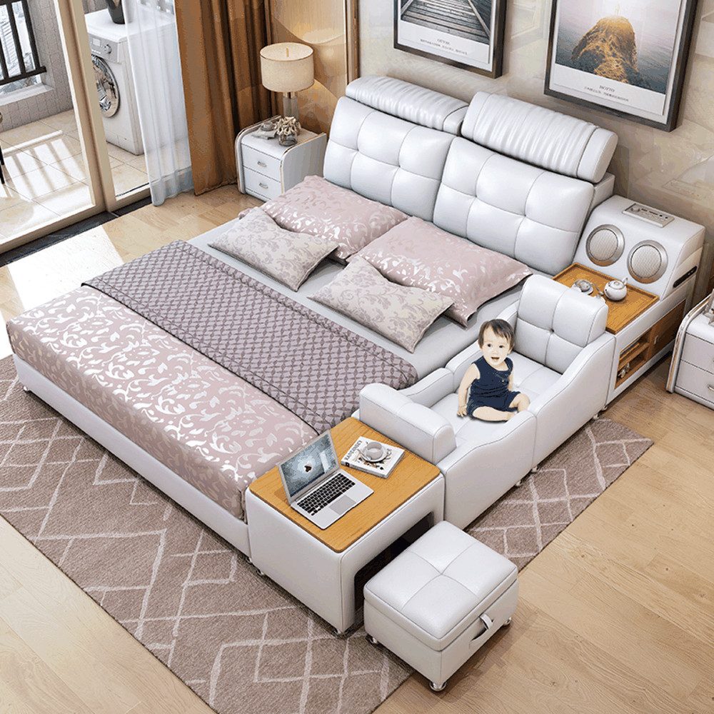 Xlmoebel Multimediabett Bettgestell für Doppelbetten in modernem Design (Multifunktions Bett), Hergestellt in Europa