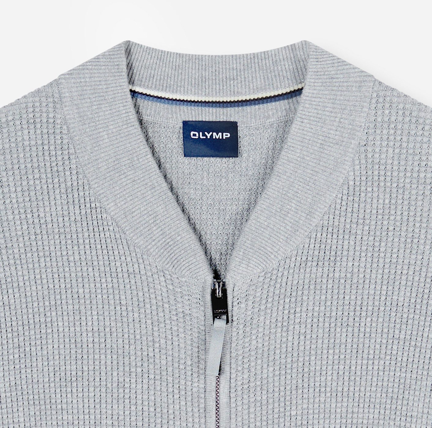 OLYMP Cardigan Casual Baumwollmix, Rippkragen, Regular Fit – Bild 5 von 5