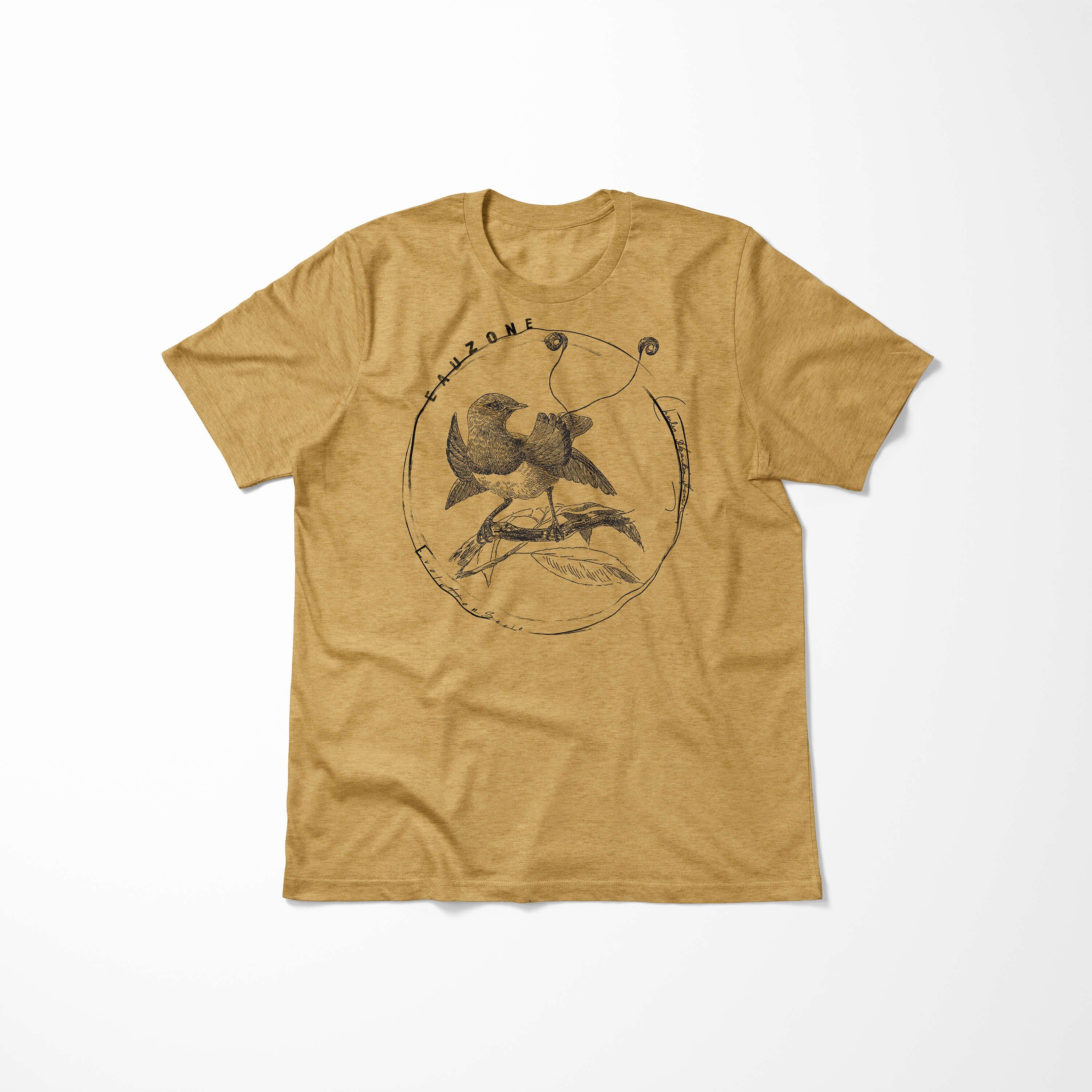 Herren Gold T-Shirt Evolution Sinus Antique T-Shirt Paradiesvogel Art