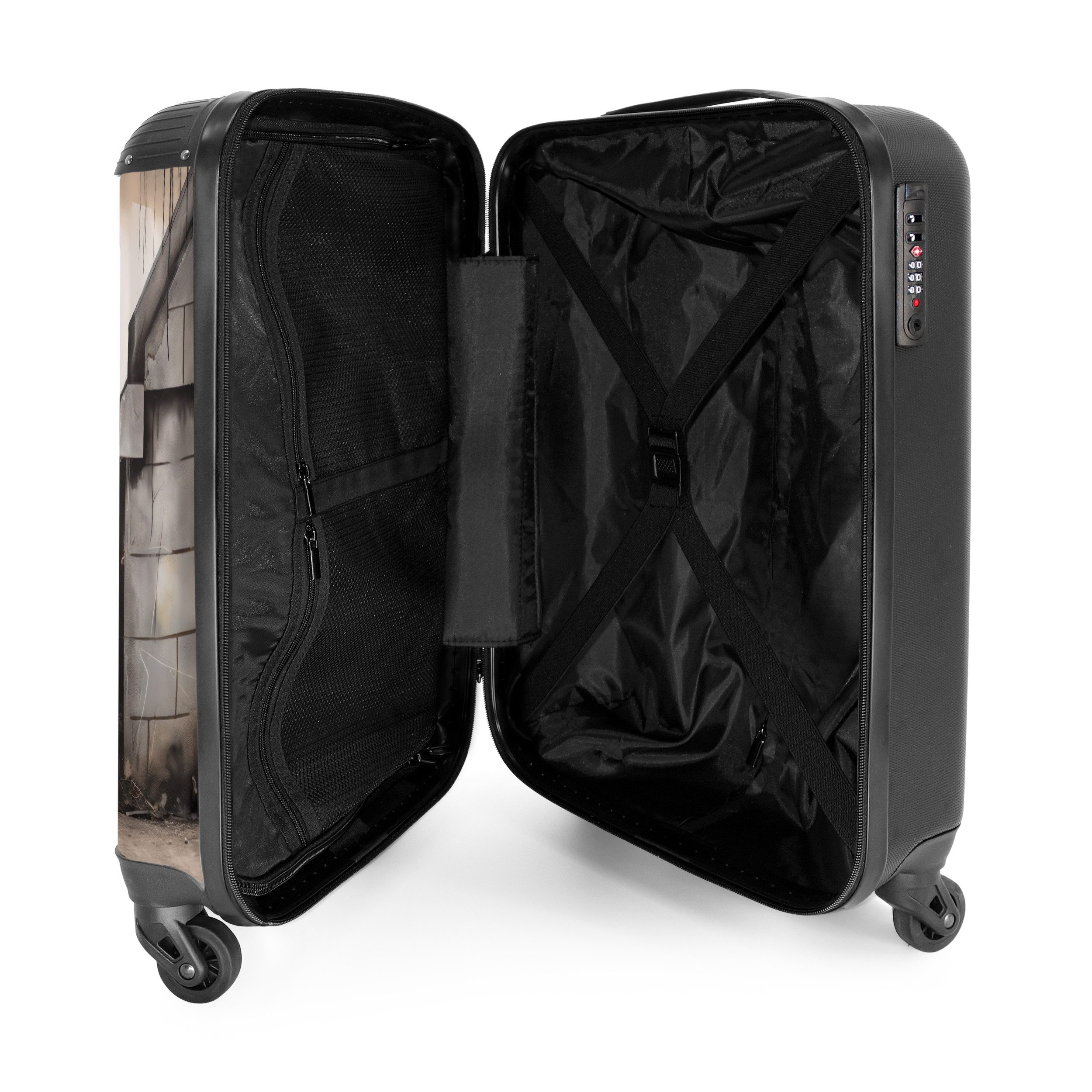 NoBoringSuitcases.com© Hartschalen-Trolley Mädchen mit Luftballons 55x35x20cm, Reisetasche mit Rollen, Koffer Handgepäck Flugzeug – Bild 4 von 5