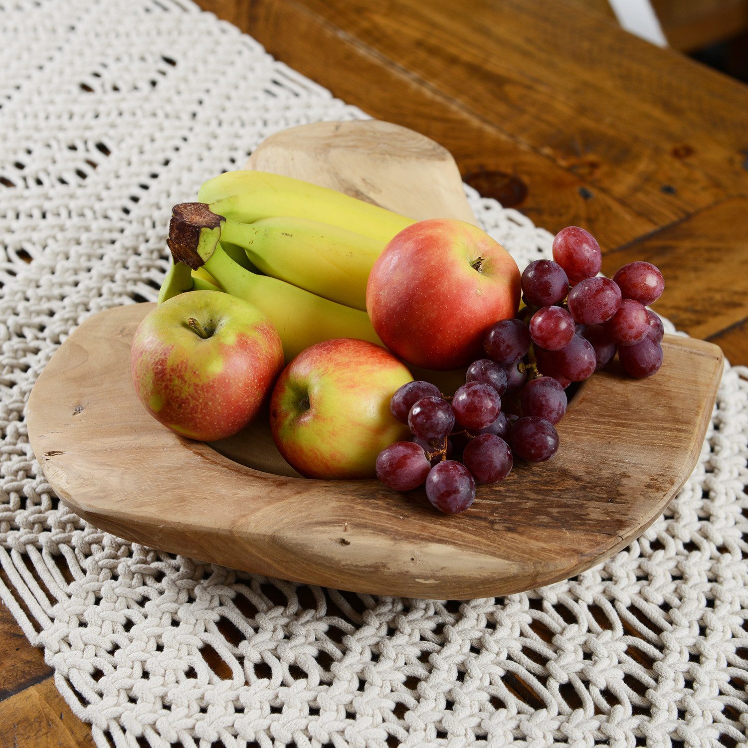 wohnfreuden Dekoschüssel Holzschale Deko Teak 35 cm geschliffen, 1043