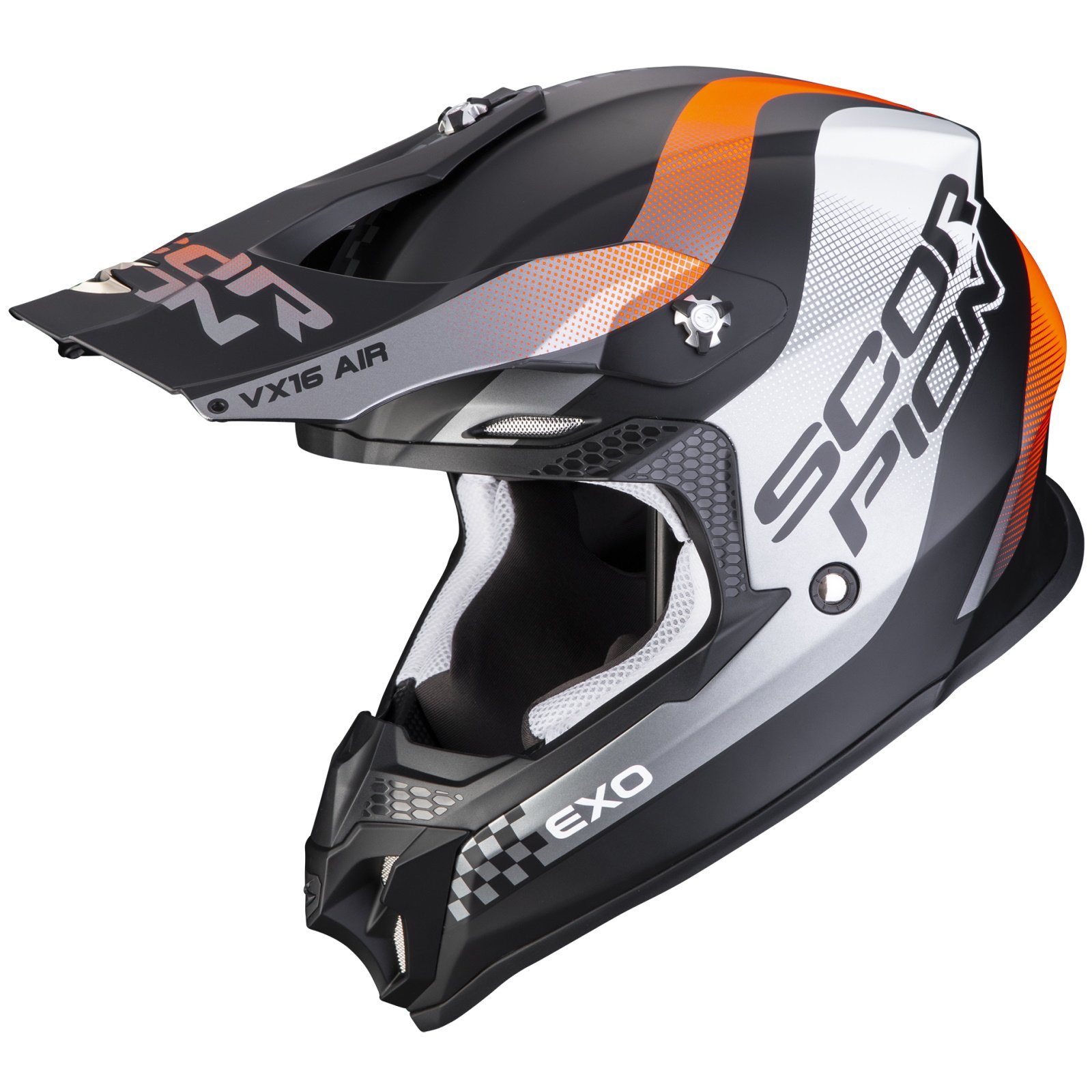 Scorpion Exo Motorradhelm Scorpion VX-16 Air Soul Crosshelm Matt-Orange / Schwarz (1er Set)